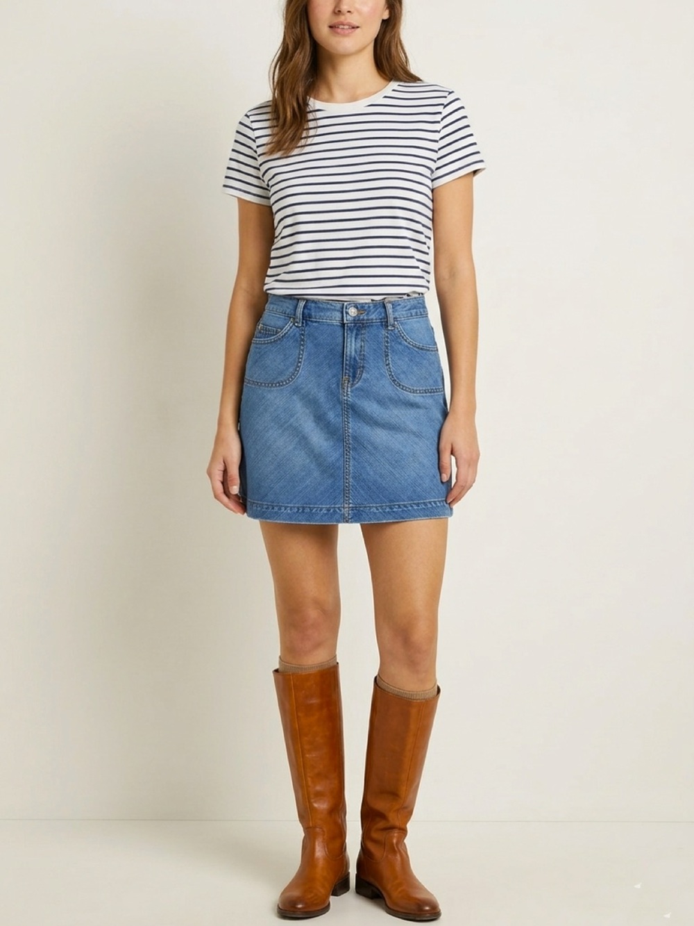 Banana Republic Low Rise  Blue Denim Mini Skirt Sz .O Petite Light Wash